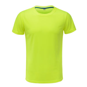 2019 Men Running T Shirt Quick Dry Fitness T Shirt Training Clothes Gym Soccer Jersey Solid Sports Shirts Muscle Tops Tees