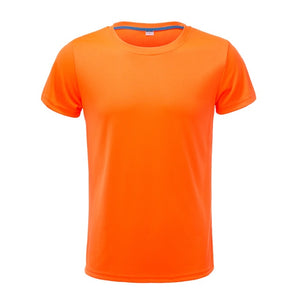 2019 Men Running T Shirt Quick Dry Fitness T Shirt Training Clothes Gym Soccer Jersey Solid Sports Shirts Muscle Tops Tees