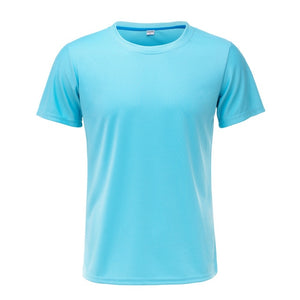 2019 Men Running T Shirt Quick Dry Fitness T Shirt Training Clothes Gym Soccer Jersey Solid Sports Shirts Muscle Tops Tees